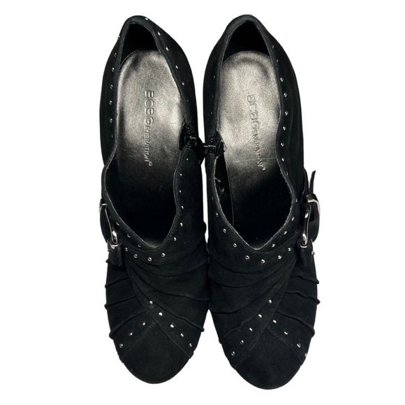 BCBGeneration black suede leather studded stiletto booties black party going out - Picture 4 of 13